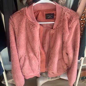 Pink Faux Fur Bomber Jacket